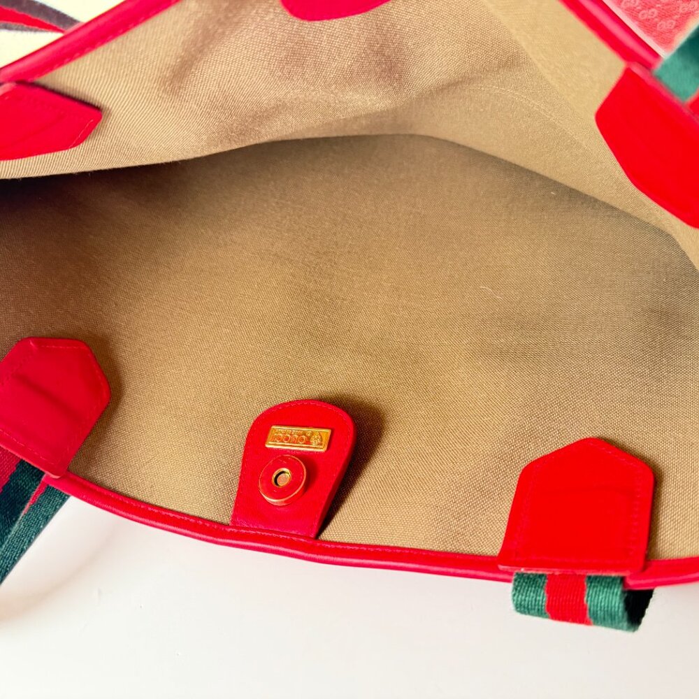 Vintage Cherry Red Gucci Tote Bag "Gucci Signature Guccisima"  80's - Picture 9 of 9